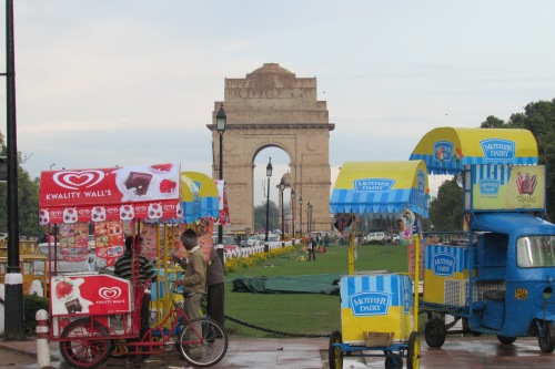 The Rajpath, a grand boulevard built by the British, now used as a park and a place to stroll.